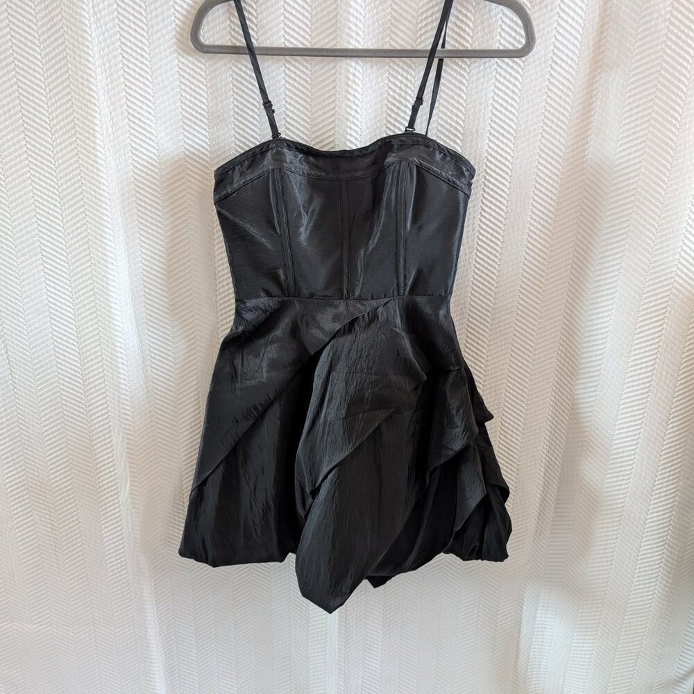 Black Corset Bubble Hem Mini Dress Cocktail Formal Prom Party Size XS to Small